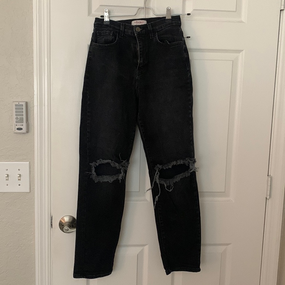 Vibrant (Grey Bandit), black high rise jeans, size 25